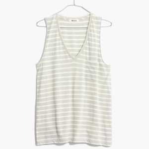 Madewell Whisper Cotton V-Neck Tank Baker Stripe
